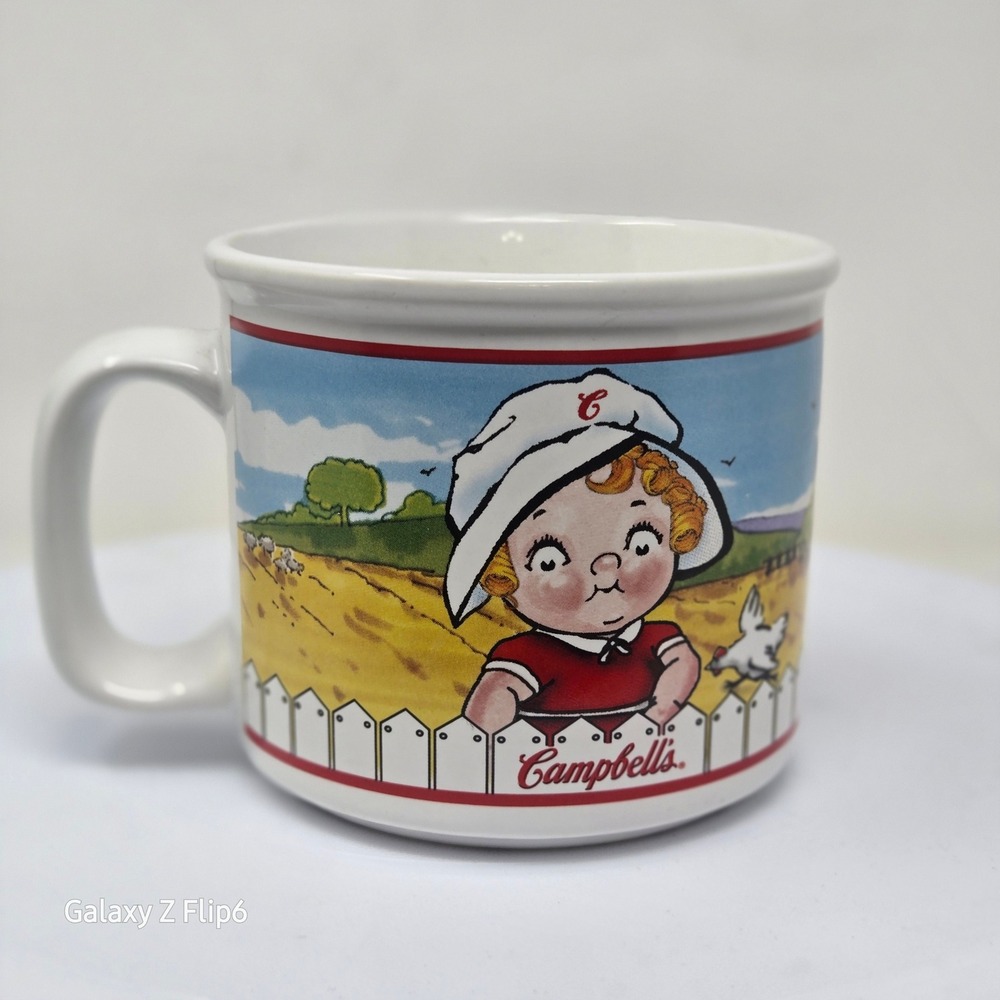 Vintage 2001 Campbell's Soup Kids Houston Harvest Ceramic Mug Candle Farm Scene
